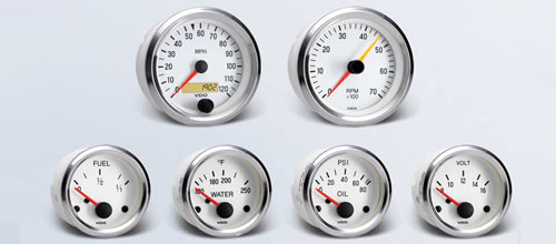 VDO Cockpit White & Chrome Gauges